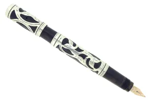 C1912 WATERMAN 442 SAFETY STERLING TREFOIL VINE PATTERN FOUNTAIN PEN RESTORED