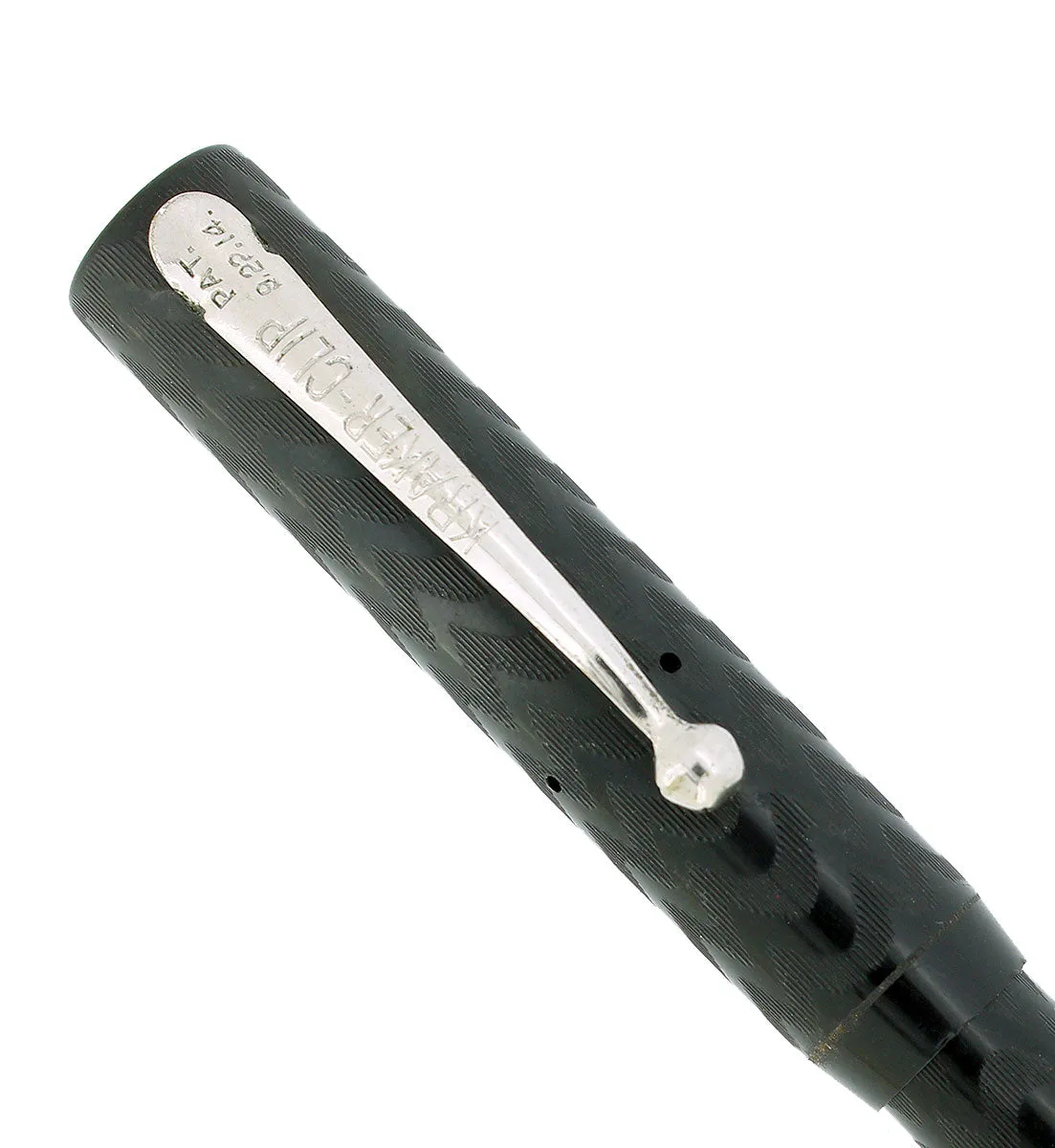 C1915 KRAKER BLACK CHASED HARD RUBBER FILLER FOUNTAIN PEN RESTORED NEAR MINT