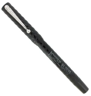 C1915 KRAKER BLACK CHASED HARD RUBBER FILLER FOUNTAIN PEN RESTORED NEAR MINT