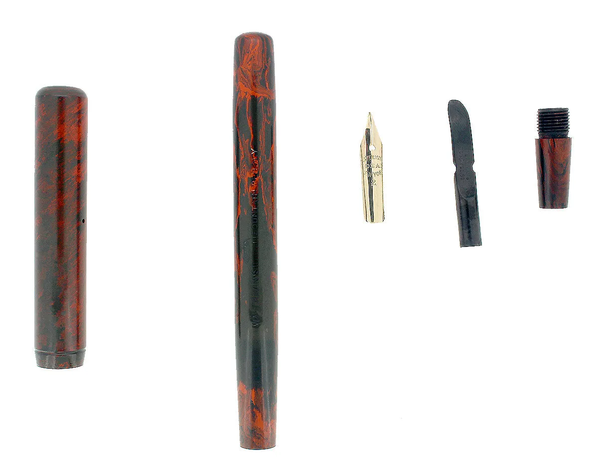 C1915 WATERMAN #12 MOTTLED RED HARD RUBBER FLEX NIB 2.94mm FOUNTAIN PEN RESTORED