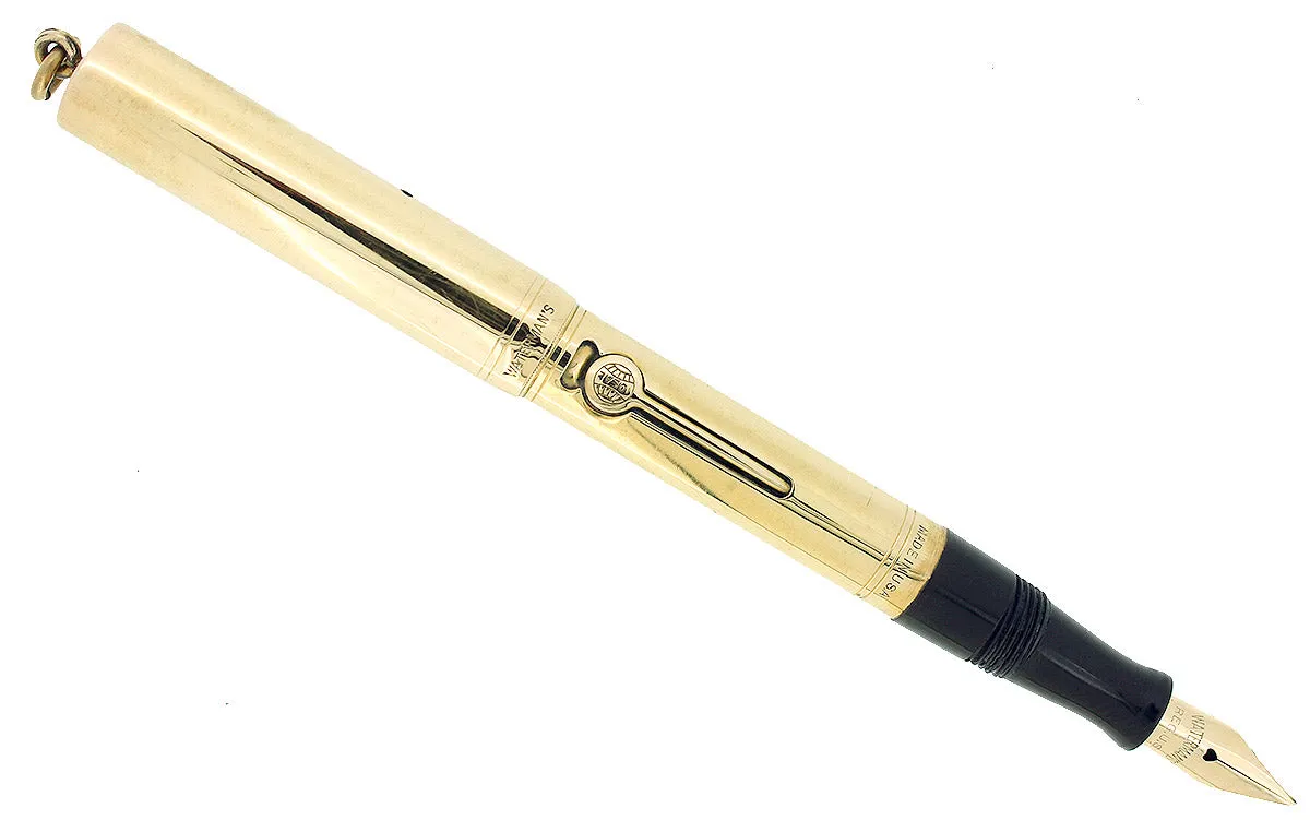 C1917 WATERMAN SMOOTH 18K GOLD FILLED 0552 1/2V F-BBB NIB FOUNTAIN PEN RESTORED