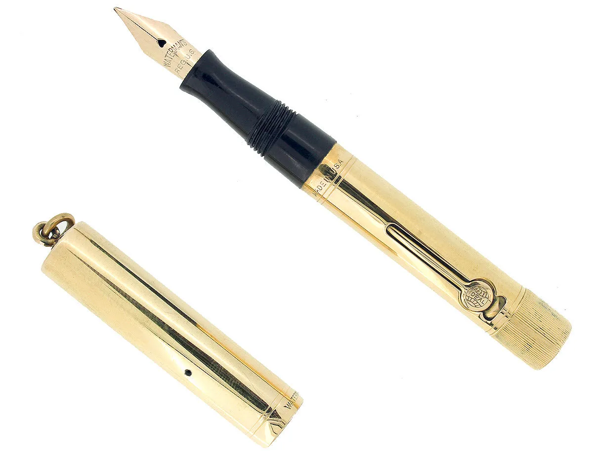 C1917 WATERMAN SMOOTH 18K GOLD FILLED 0552 1/2V F-BBB NIB FOUNTAIN PEN RESTORED