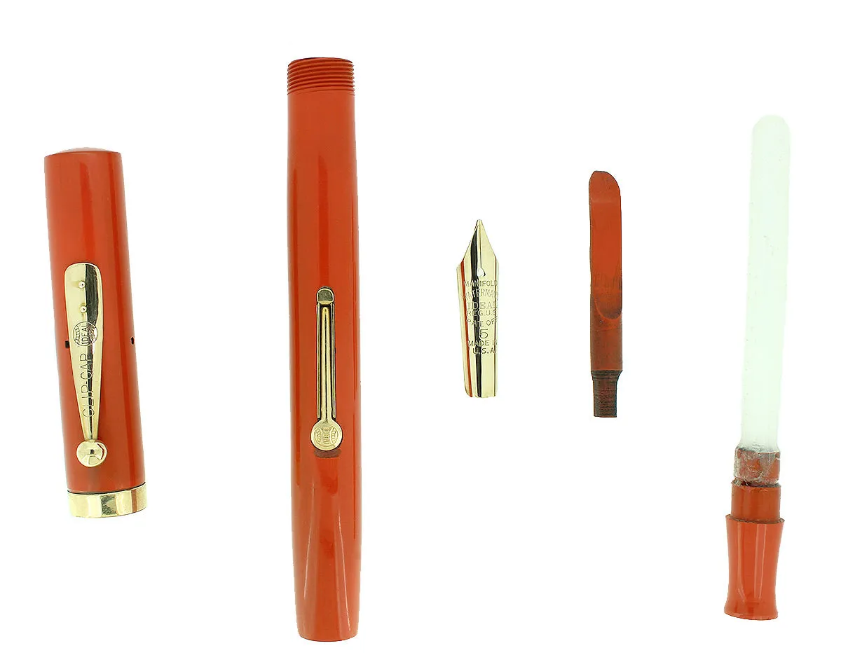 C1925 WATERMAN #55 CARDINAL RED HARD RUBBER FOUNTAIN PEN NIB NEAR MINT RESTORED