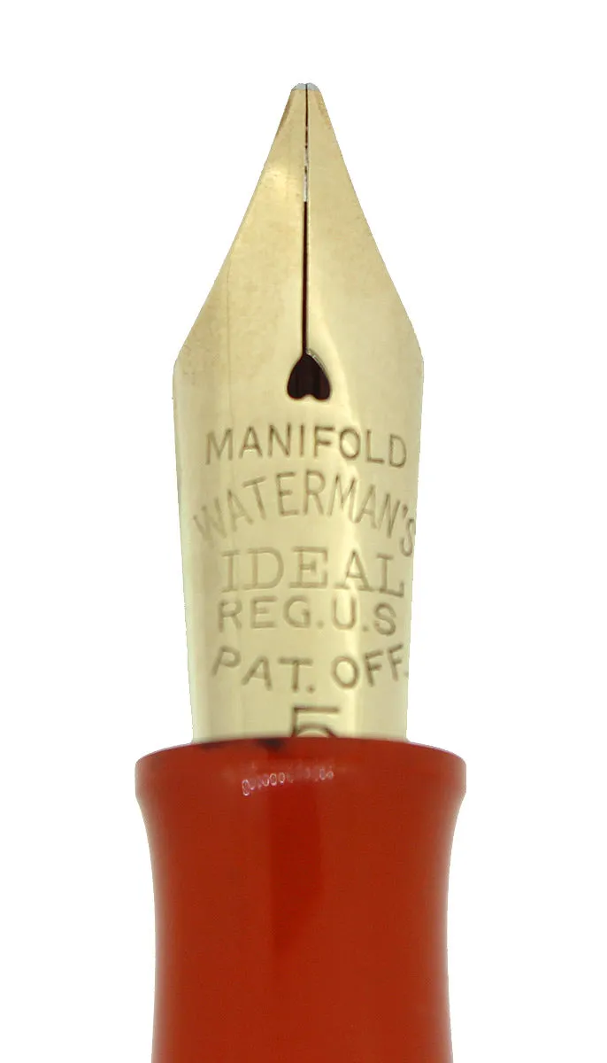 C1925 WATERMAN #55 CARDINAL RED HARD RUBBER FOUNTAIN PEN NIB NEAR MINT RESTORED