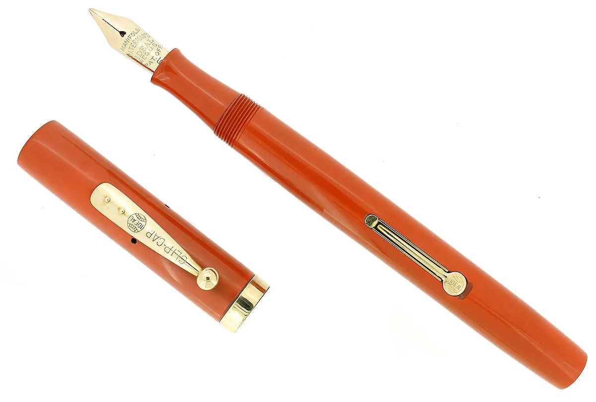 C1925 WATERMAN #55 CARDINAL RED HARD RUBBER FOUNTAIN PEN NIB NEAR MINT RESTORED