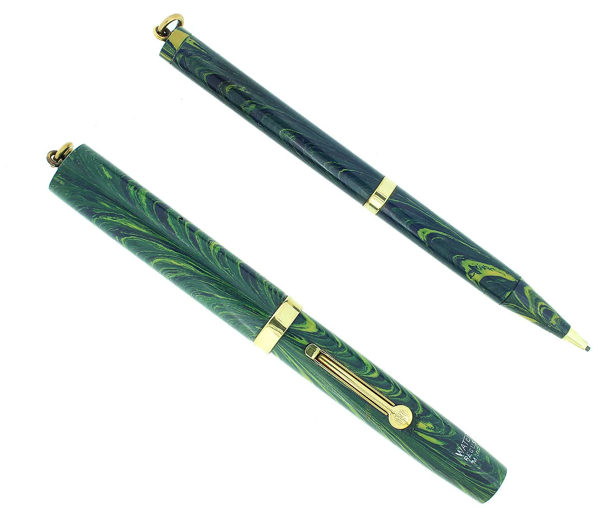 C1928 WATERMAN BLUE RIPPLE 52V FOUNTAIN PEN AND PENCIL SET XF - BBB NIB RESTORED