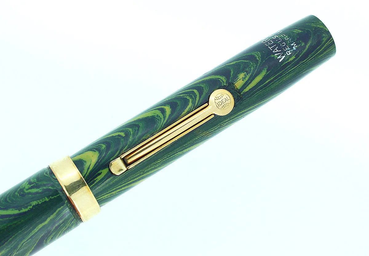 C1928 WATERMAN BLUE RIPPLE 52V FOUNTAIN PEN AND PENCIL SET XF - BBB NIB RESTORED