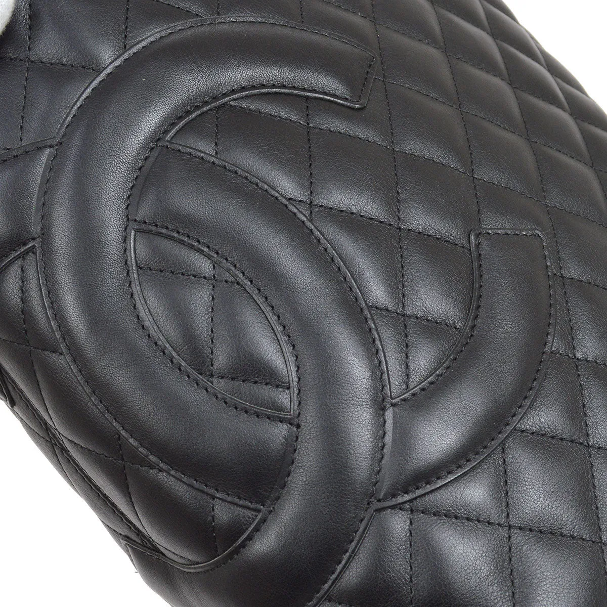 CHANEL 2004-2005 Cambon Ligne Handbag Black Calfskin 23363