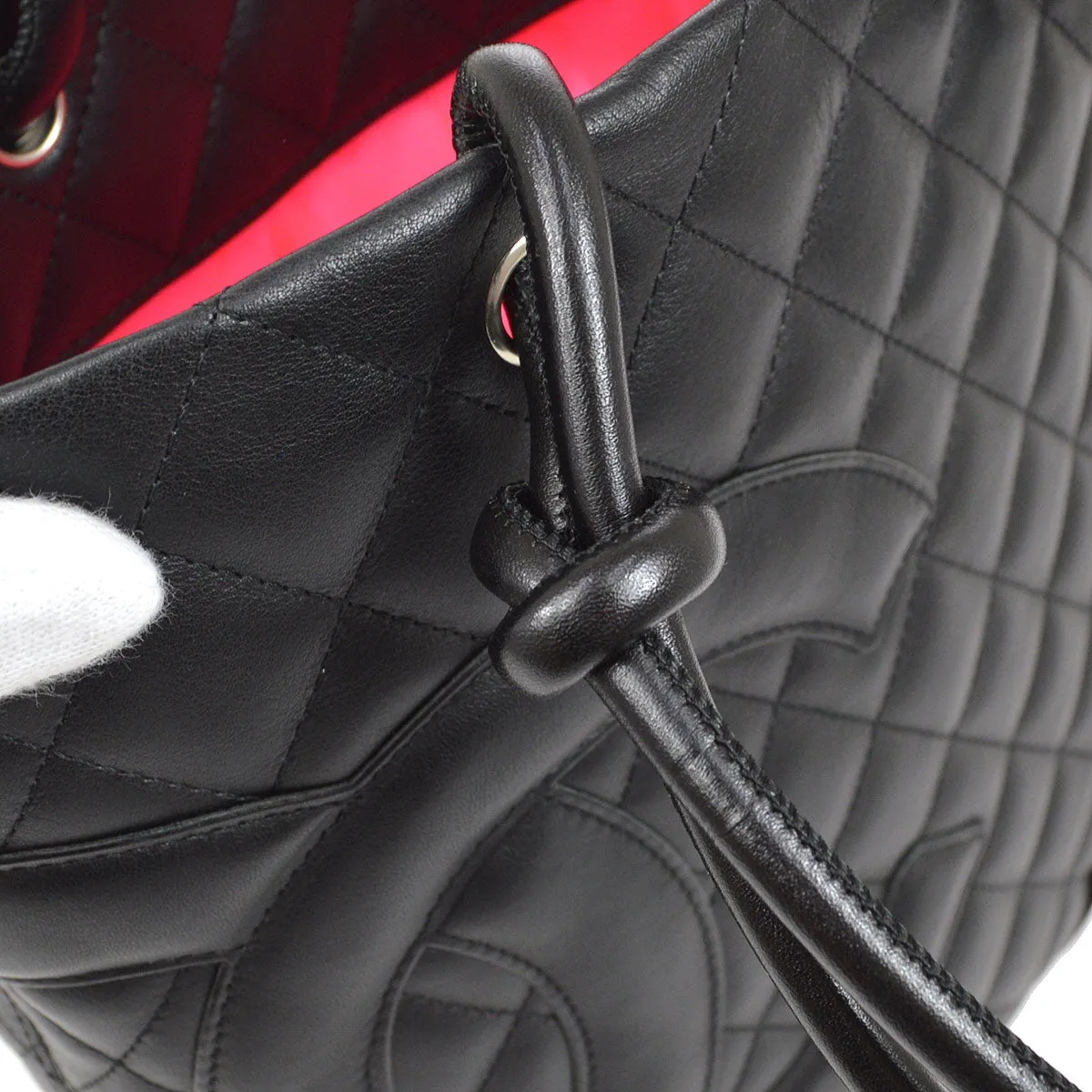 CHANEL 2004-2005 Cambon Ligne Handbag Black Calfskin 23363