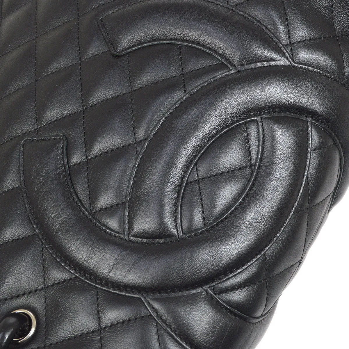 CHANEL 2004-2005 Cambon Ligne Tote Bag Black Calfskin