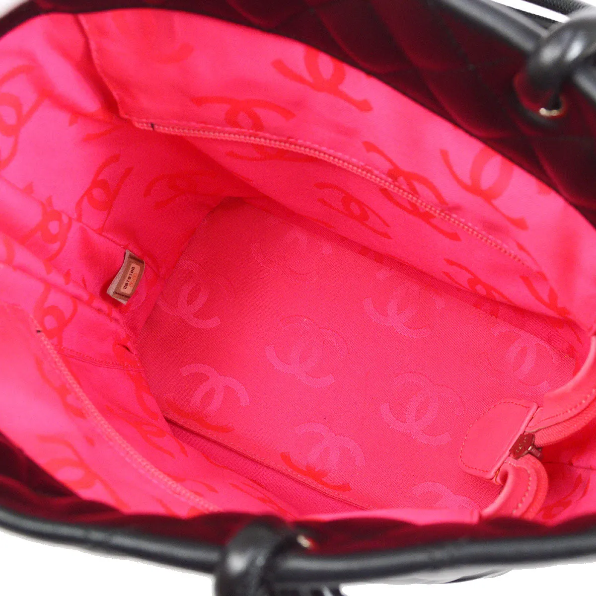 CHANEL 2004-2005 Cambon Ligne Tote Bag Black Calfskin