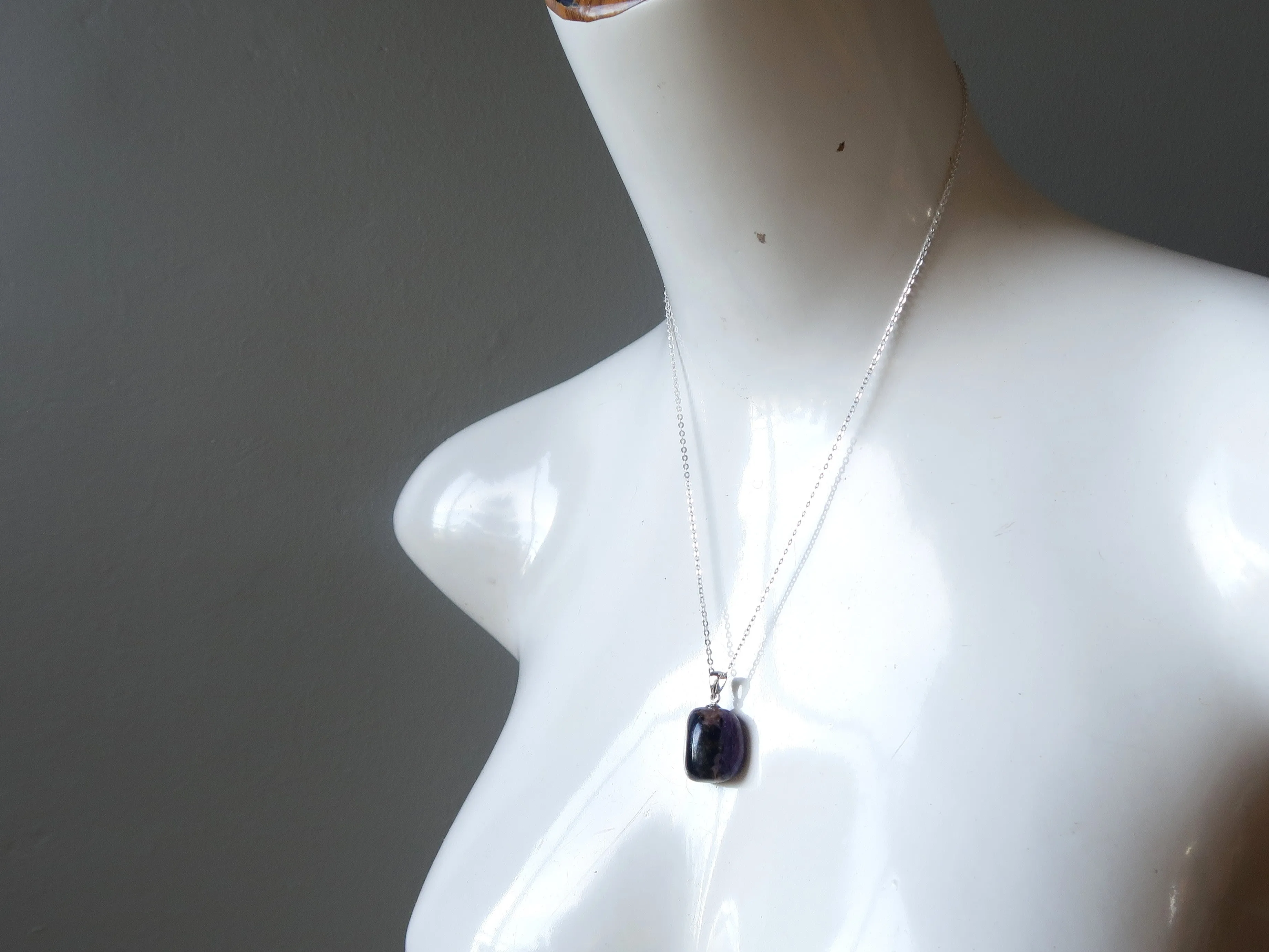 Charoite Necklace Rich Purple Healing Gemstone on Sterling Silver