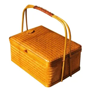 Chic Bamboo Double-Layer Storage Basket