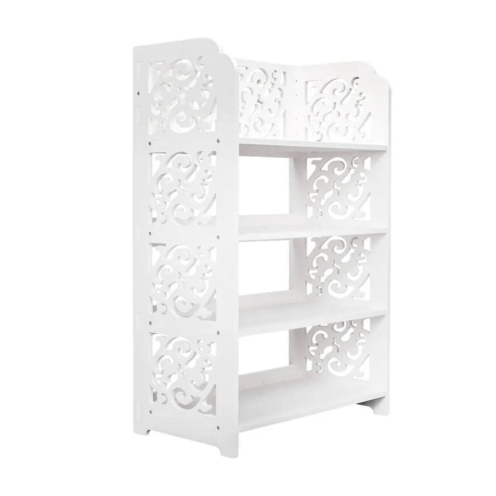 classic 4 Tiers Vertical Shoe Rack White Wooden Shoe Rack Organizer, Free Standing Shoe Storage Stand with Open Top for Entryway Hallway