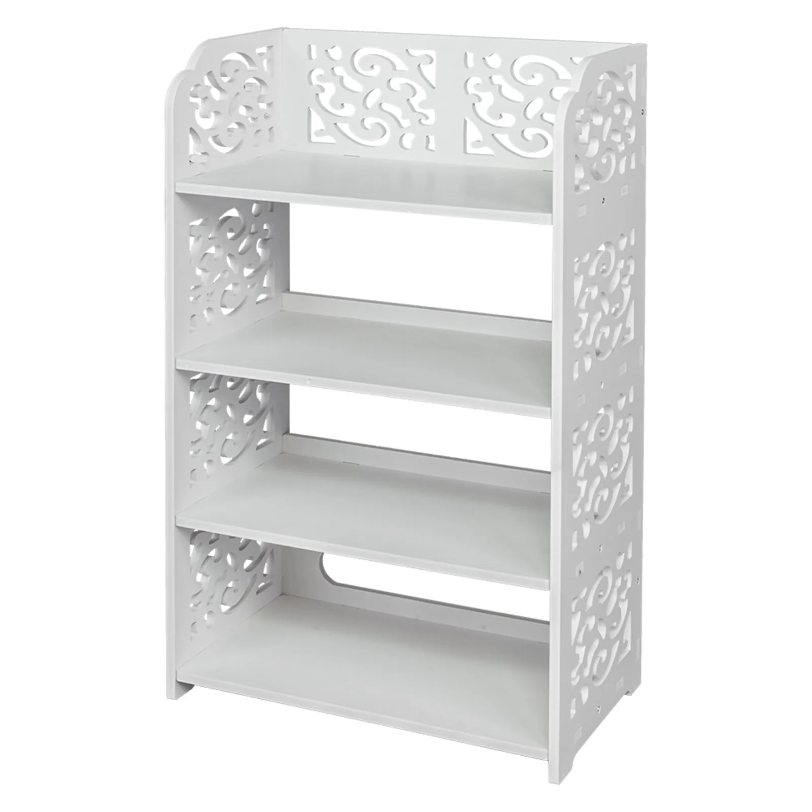 classic 4 Tiers Vertical Shoe Rack White Wooden Shoe Rack Organizer, Free Standing Shoe Storage Stand with Open Top for Entryway Hallway