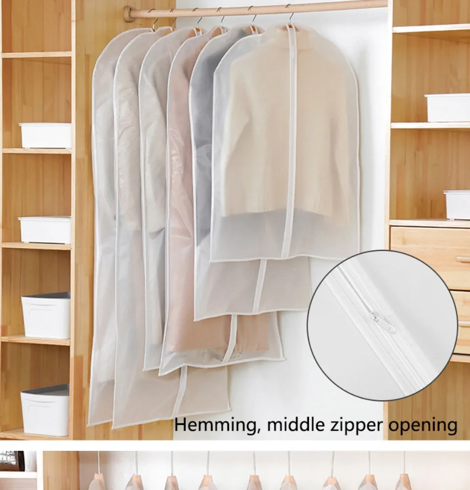 Clothes Organizer Storage Bag Garment Zip Dust Cover Suit Dress Clothing Plastic Cloth Protector
