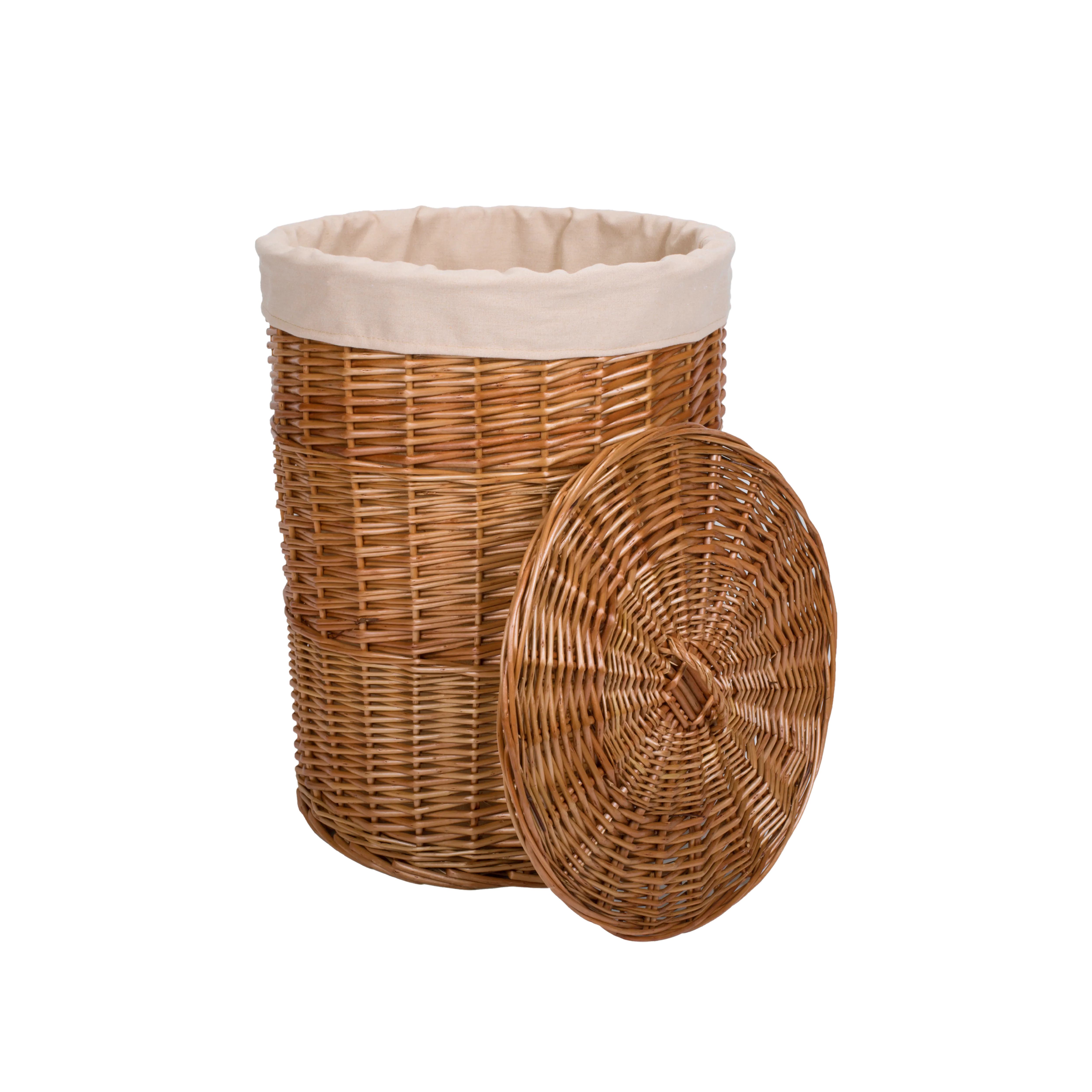 Double Steamed Round Wicker Laundry Basket with Lining