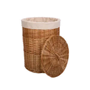 Double Steamed Round Wicker Laundry Basket with Lining