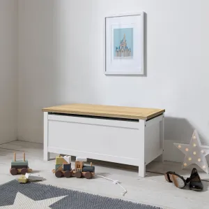 Esther Toy Box Storage Chest in Classic White & Oak