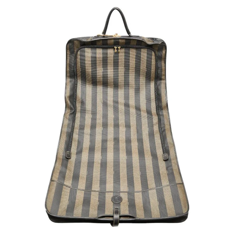 Fendi Pequin Garment Bag Brown Black PVC Leather