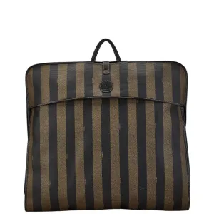 Fendi Pequin Garment Bag Brown Black PVC Leather
