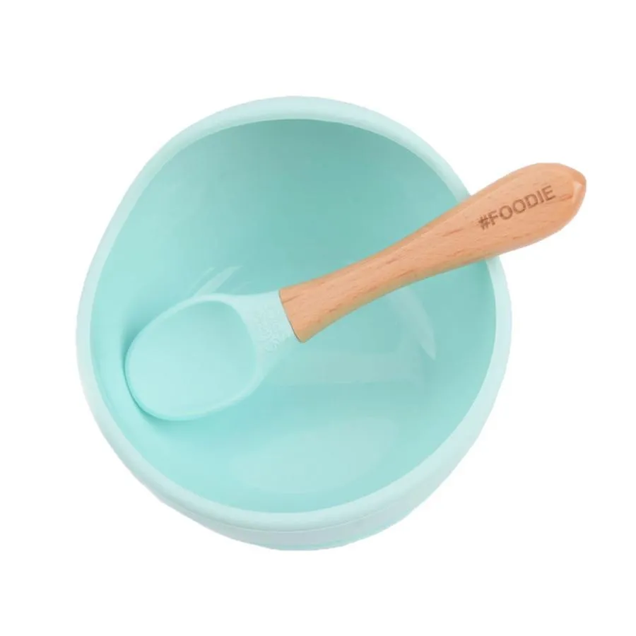 Glitter & Spice Silicone Bowl   Spoon Set - Tiffany Blue