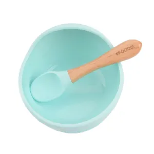 Glitter & Spice Silicone Bowl   Spoon Set - Tiffany Blue