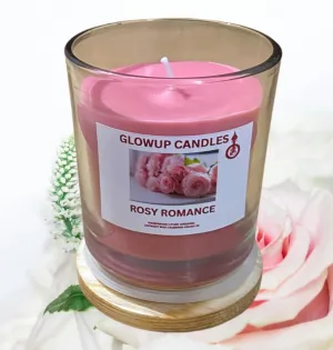 Glowup Candles | Fresh Rose Scented Jar Candle with Wooden Lid | Handmade Fresh Rose Fragrance Candle (35-40 hrs) (100% Pure Soft Wax)