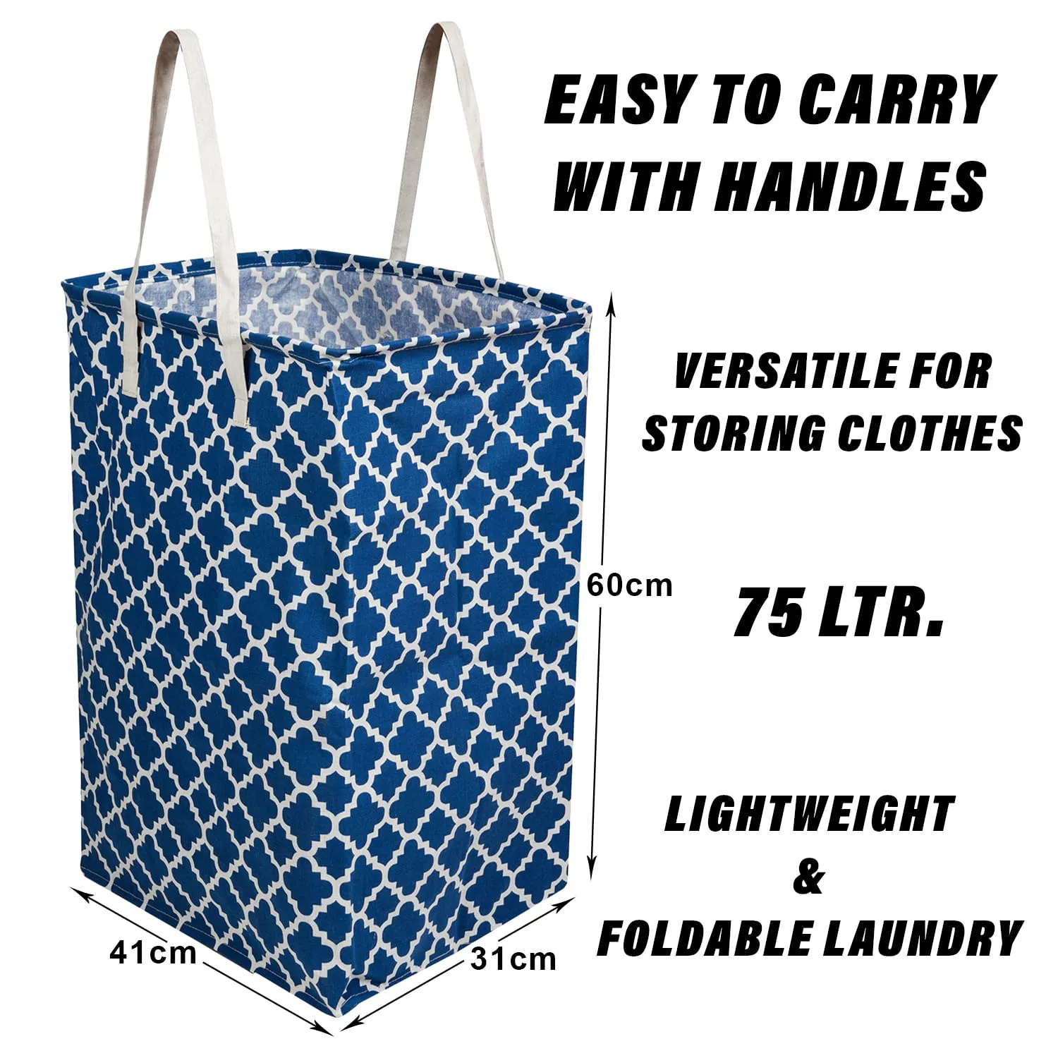 Heart Home Laundry Basket | Laundry Basket | Canvas Storage Bag with Handles | Clothes Basket for Home | Toy Storage Basket | 75 LTR | Large | Pack of 2 | Multicolor
