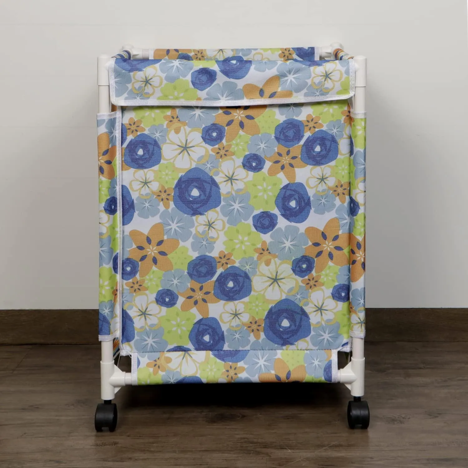 HOKIPO Oxford Fabric Laundry Basket Trolley With Wheels - 60x44x44 cm, Multicolor