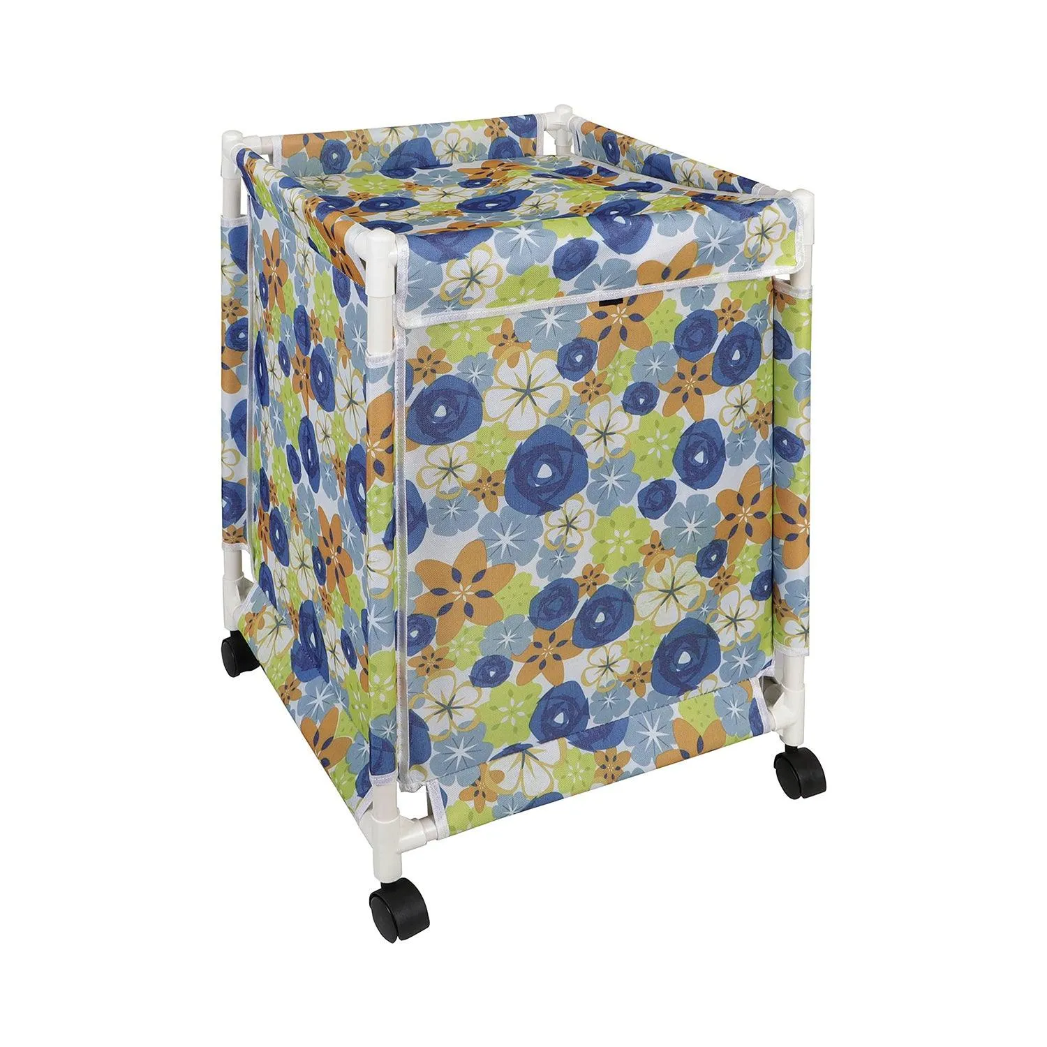HOKIPO Oxford Fabric Laundry Basket Trolley With Wheels - 60x44x44 cm, Multicolor