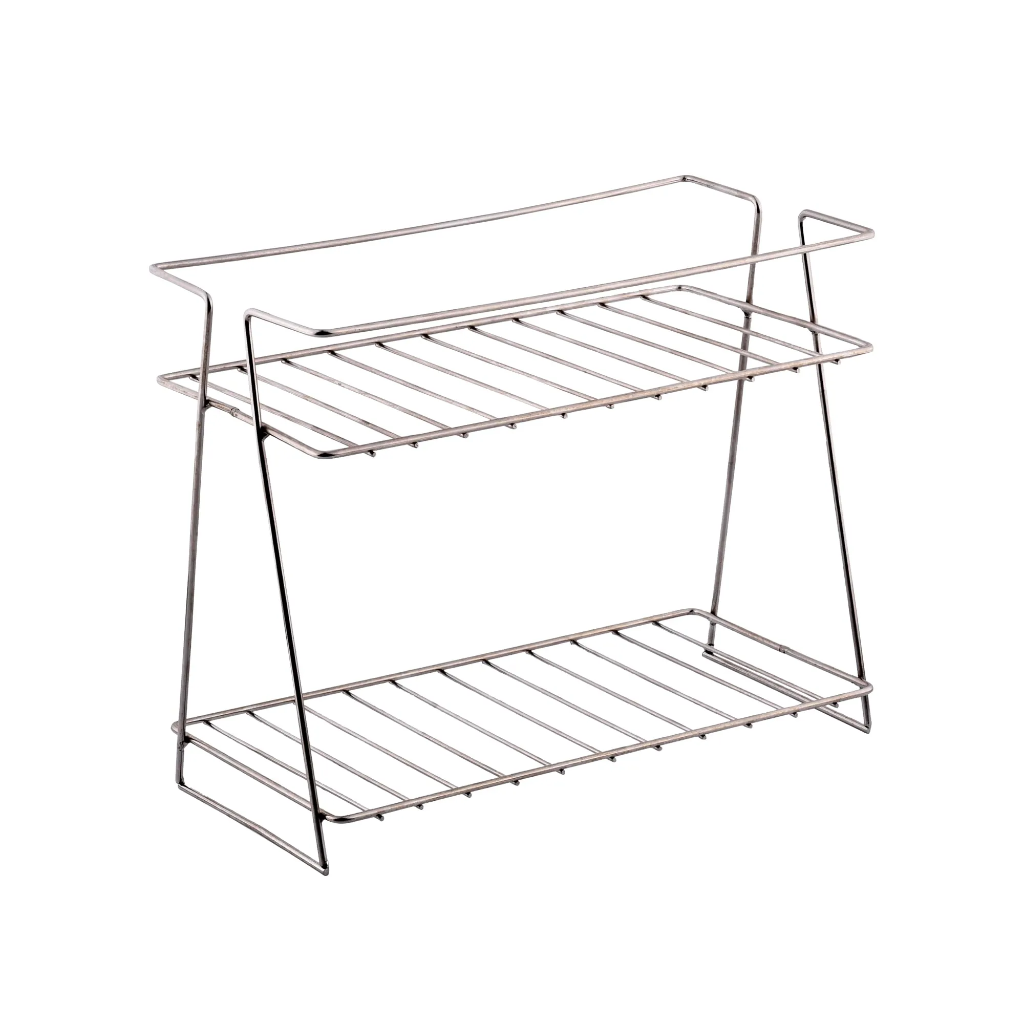 Homestic 2-Layer Stainless Steel Corner Stand for Kitchen - Multipurpose Counter Top Spice Rack Trolley Organizer | Silver