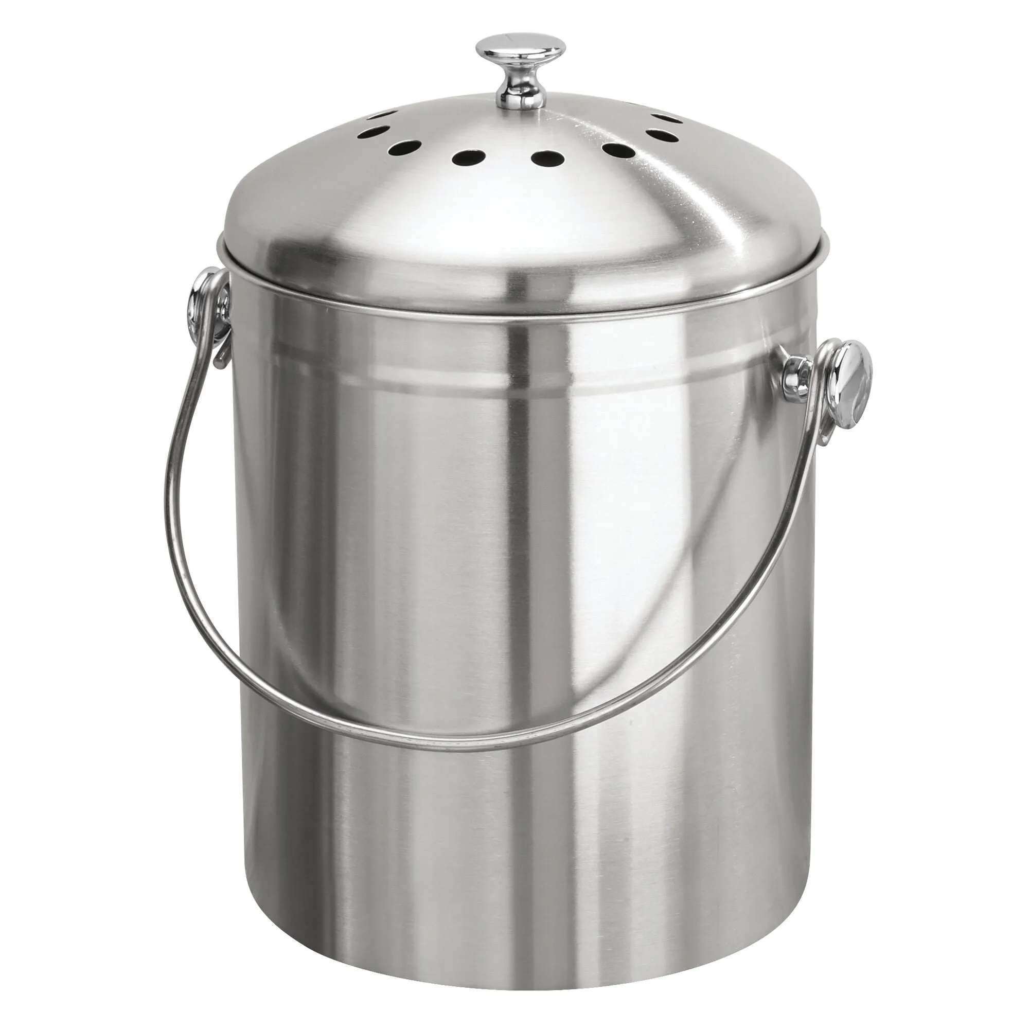 iDesign Brushed Stainless Steel 1.3-gal. Compost Bin & Charcoal Filter