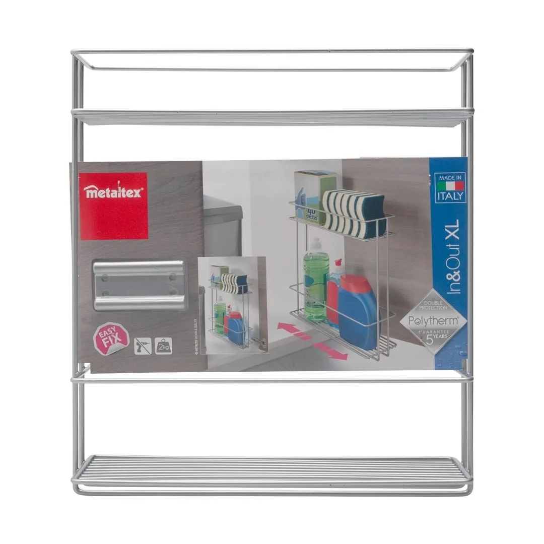 In & Out Sliding Spice Rack 2 Tier Silver