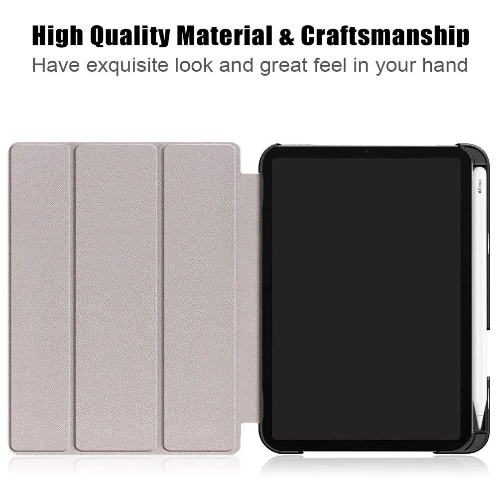 iPad Mini 6 (2021) slim tri-fold PU leather flip case with pen slot - Dark Green