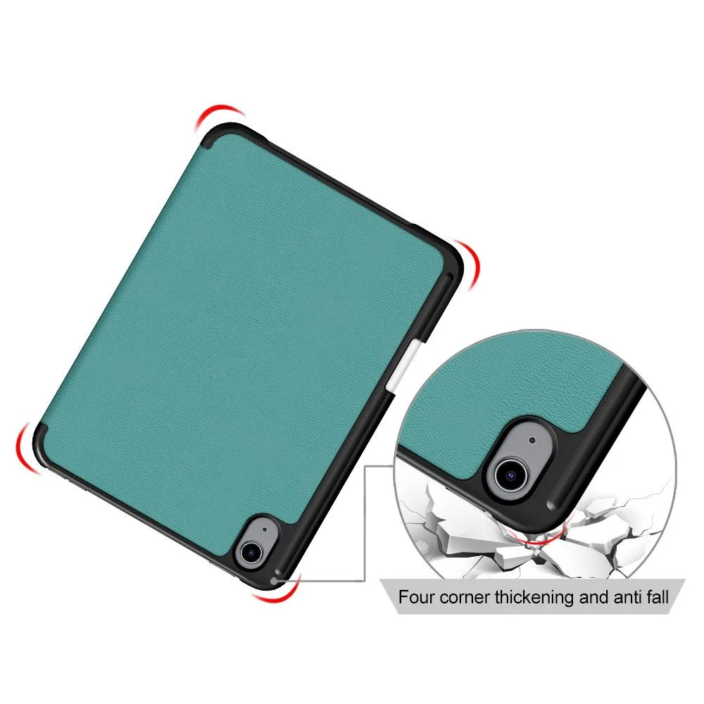 iPad Mini 6 (2021) slim tri-fold PU leather flip case with pen slot - Dark Green