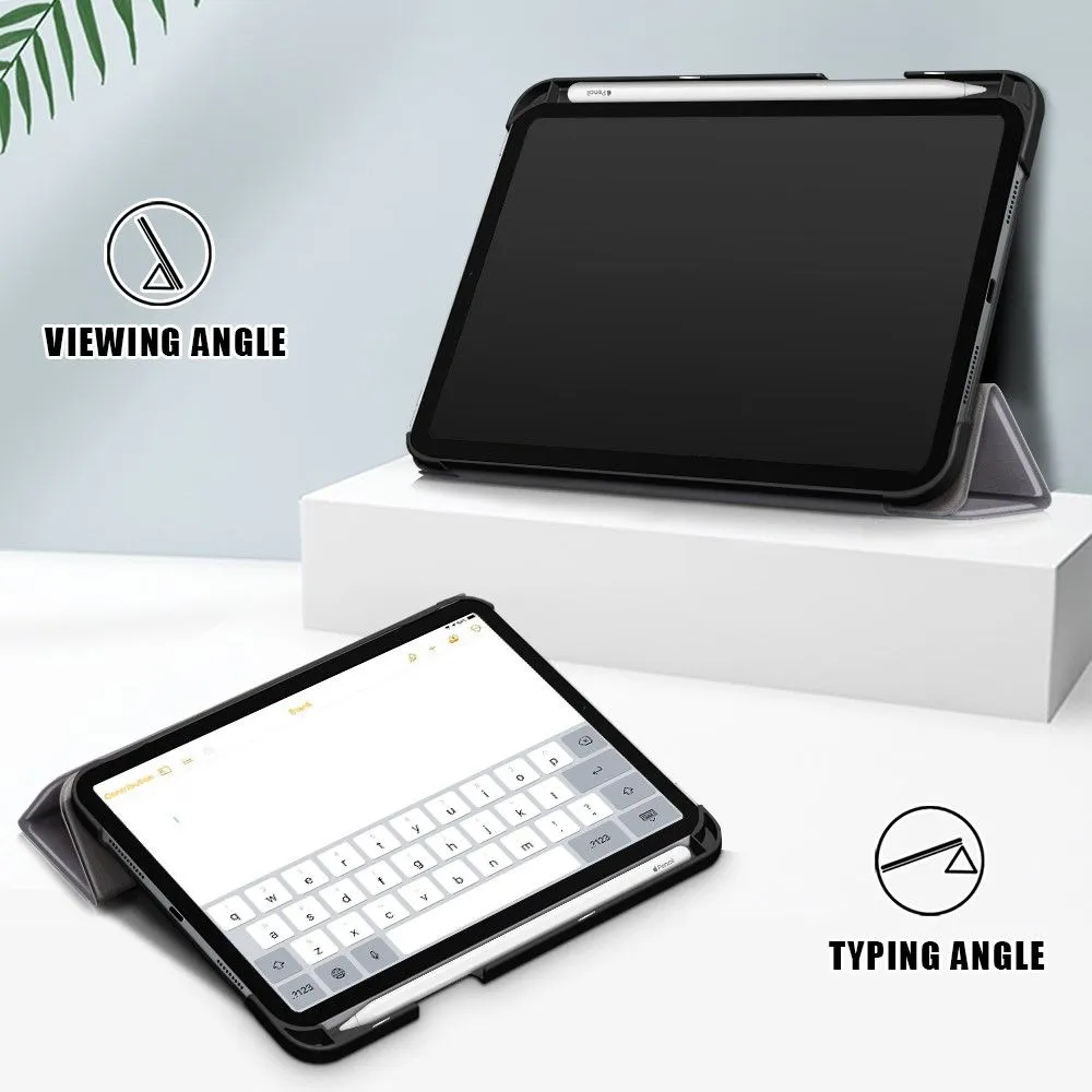 iPad Mini 6 (2021) slim tri-fold PU leather flip case with pen slot - Grey