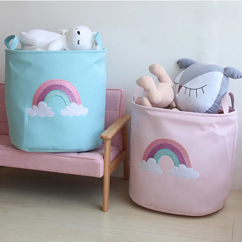 Kids Collapsible Laundry Basket Rainbow(5402)-Pink