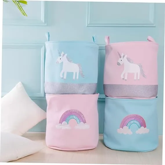 Kids Collapsible Laundry Basket Rainbow(5402)-Pink
