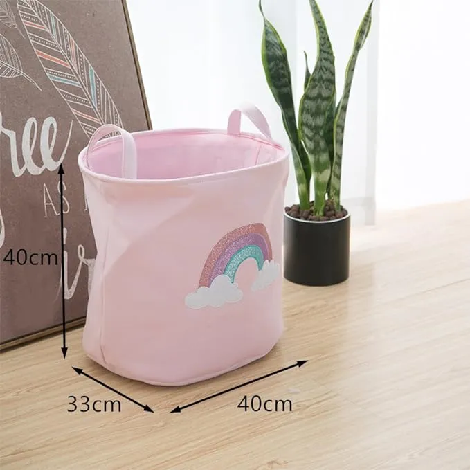 Kids Collapsible Laundry Basket Rainbow(5402)-Pink