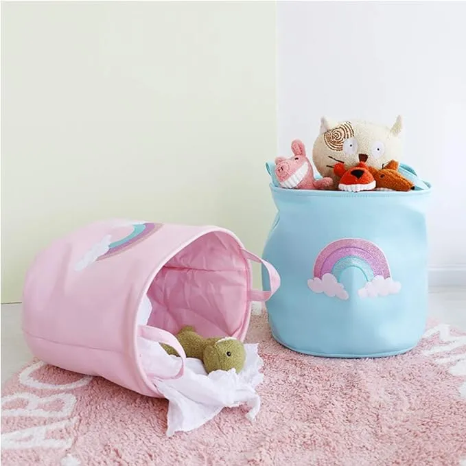 Kids Collapsible Laundry Basket Rainbow(5402)-Pink