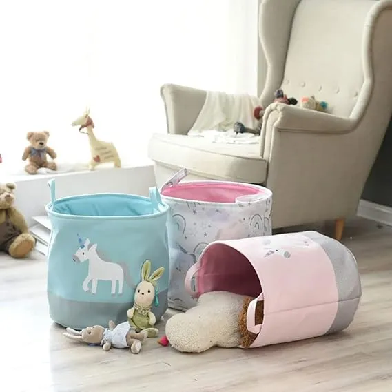 Kids Collapsible Laundry Basket Rainbow(5402)-Pink