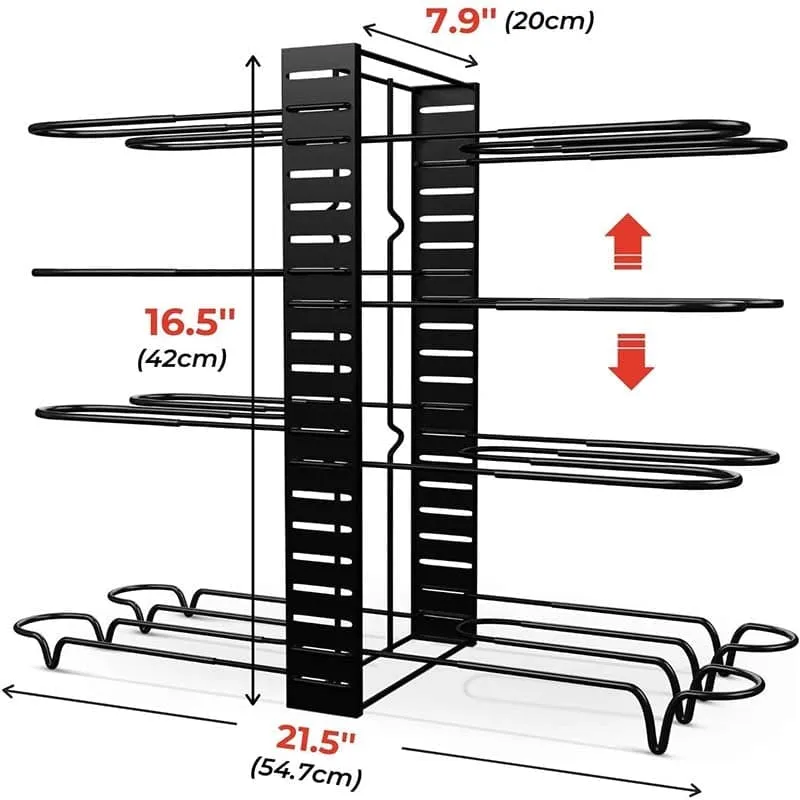Kitchen Pan Organizer w/ 8 Adjustable Non-slip Tiers