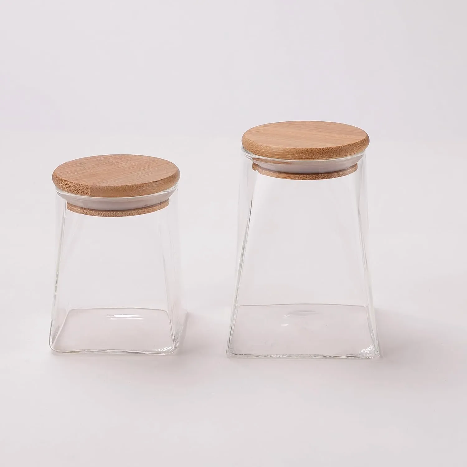 Kuber Industries Borosilicate Glass Jar with Bamboo Lid | Kitchen Organizer Items & Storage | Multi-utility, Leakproof, Airtight Jar for Cookies, Snacks, Tea, Coffee, Sugar | Set of 2 (360ml & 560ml)