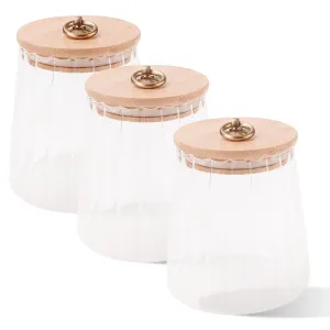 Kuber Industries Borosilicate Glass Jar with Bamboo Lid | Kitchen Organizer Items and Storage | Multi-utility, Leakproof, Airtight Jar for Cookies, Snacks, Tea, Coffee, Sugar | 620 ml | pack of 3