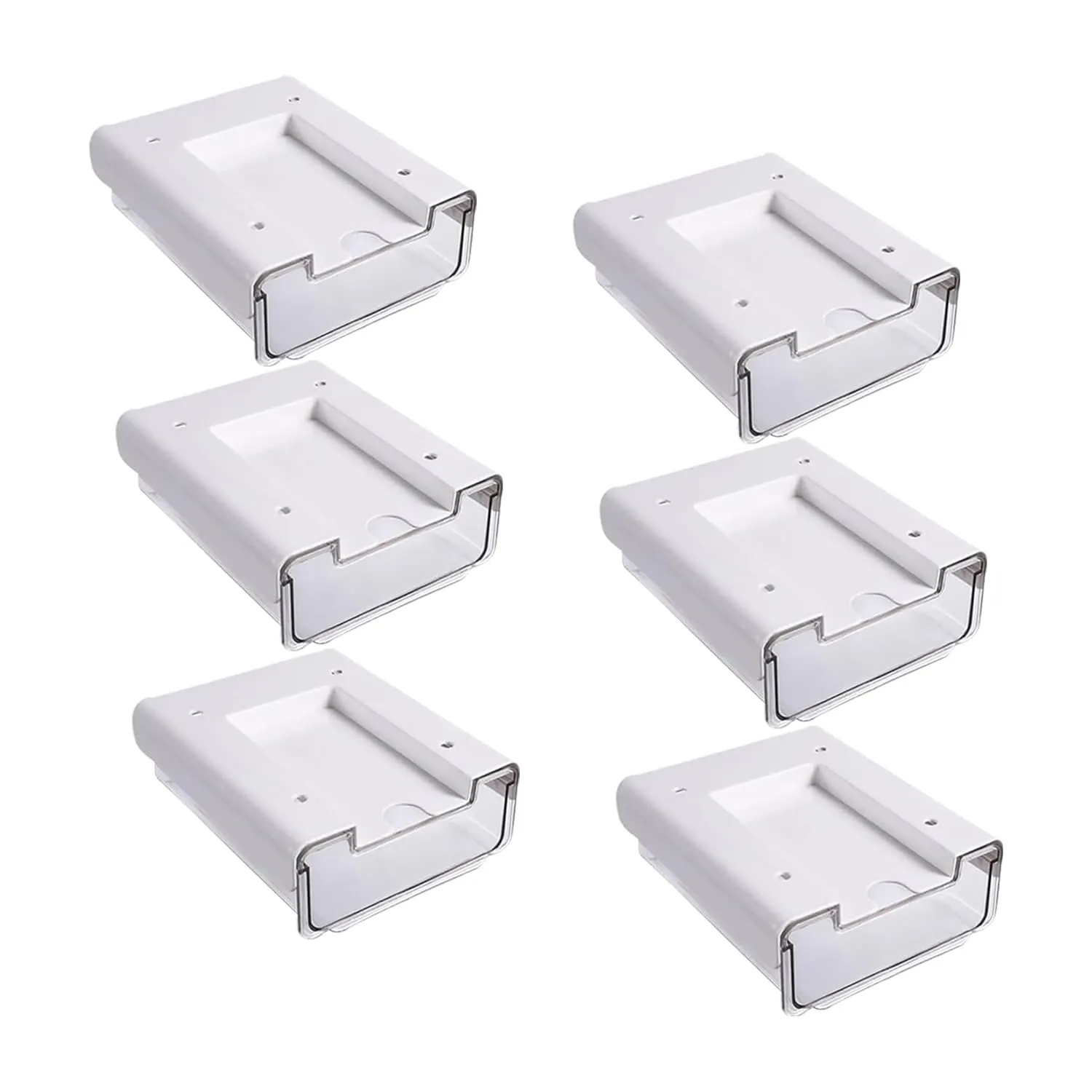 Kuber Industries Bottom Layer Small Drawer Storage Box|Plastic Cabinet Box For Storage|Pack of 6|White
