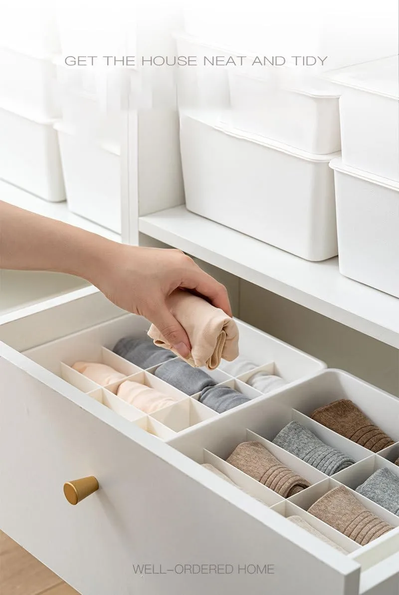Kuber Industries Cloth Storage Box 10 Compartment with Lid|Wardrobe Organizer For clothes-Pack of 5 (White)