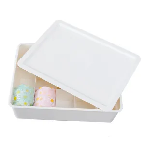 Kuber Industries Cloth Storage Box 10 Compartment with Lid|Wardrobe Organizer For clothes-Pack of 5 (White)