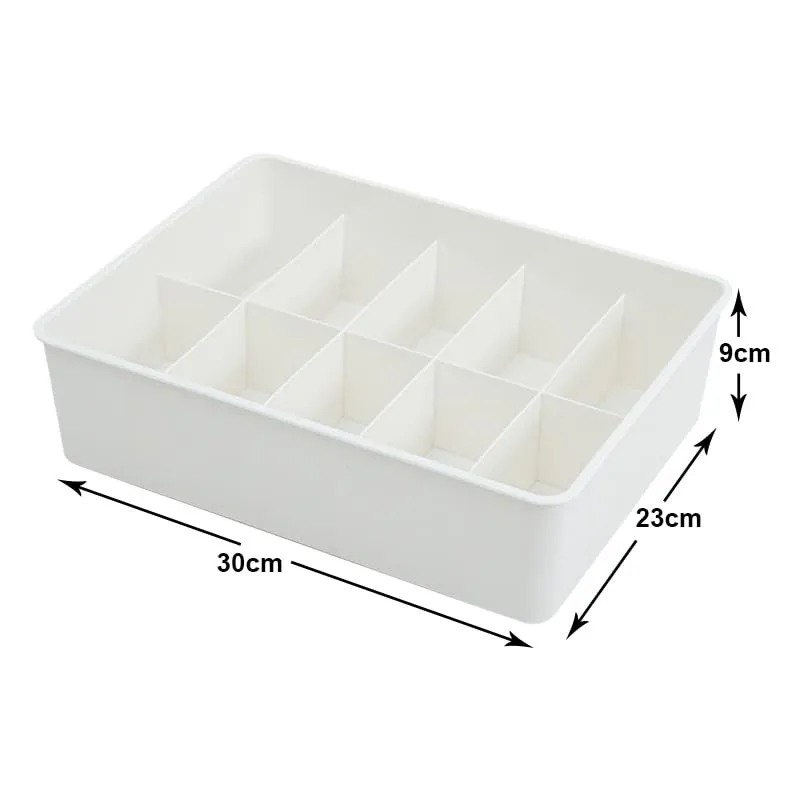 Kuber Industries Cloth Storage Box 10 Compartment with Lid|Wardrobe Organizer For clothes (White)