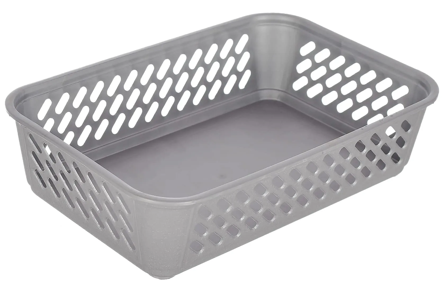 Kuber Industries Multipurposes Super Tidy Plastic Basket, Organizer for Kitchen, Countertops, Cabinets, Bathrooms- Pack of 4 (Grey) -46KKM0276, Standard